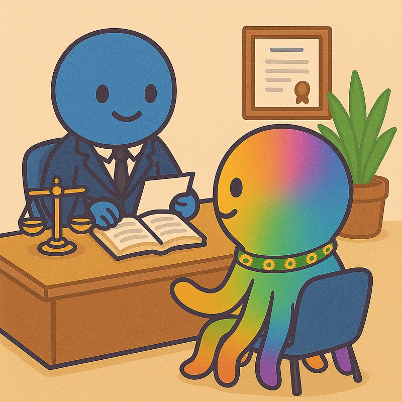 Balança da justiça numa secretária de escritório.