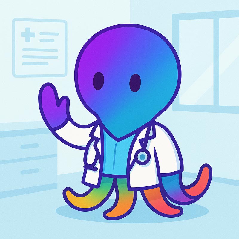 Profissional de saúde a usar um tablet, simbolizando o atendimento virtual.