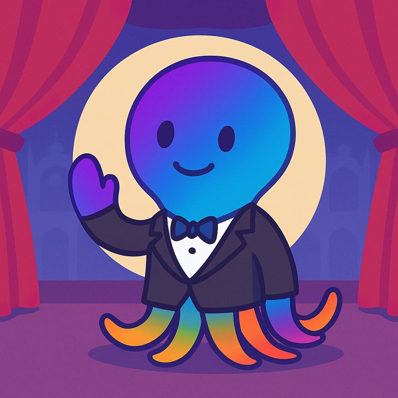 Palco de um teatro com luzes acesas, visto da plateia.